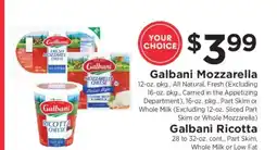 ShopRite Galbani Mozzarella / Galbani Ricotta offer
