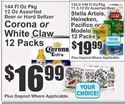 Key Food Corona or White Claw 12 Packs offer