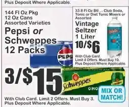 Key Food Pepsi or Schweppes 12 Packs offer