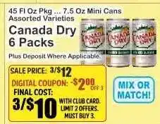 Key Food Canada Dry 6 Packs offer