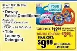 Key Food Downy Fabric Conditioner or Tide Laundry Detergent offer