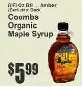 Key Food Coombs Organic Maple Syrup offer