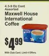 Key Food Maxwell House International Coffee offer