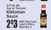 Key Food Kikkoman Sauce offer
