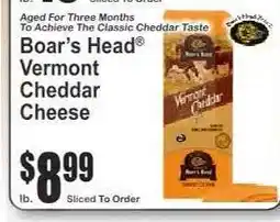 Key Food Boar's Head Vermont Cheddar Cheese offer