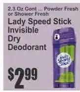 Key Food LADY SPEED STICK INVISIBLE DRY DEODORANT offer