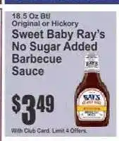 Key Food Sweet Baby Ray's No Sugar Added Barbecue Sauce offer