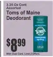 Key Food Toms of Maine Deodorant offer