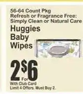 Key Food Huggies Baby Wipes offer