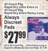 Key Food Always Discreet Pads offer