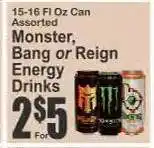 Key Food Monster, Bang or Reign Energy Drinks offer