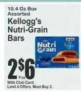 Key Food Kellogg's Nutri-Grain Bars offer
