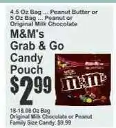 Key Food M&M's Grab & Go Candy Pouch offer
