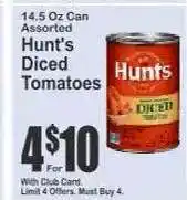 Key Food Hunt's Diced Tomatoes offer