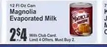 Key Food Magnolia Evaporated Milk offer