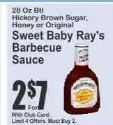 Key Food Sweet Baby Ray's Barbecue Sauce offer