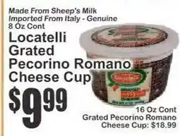 Key Food Locatelli Grated Pecorino Romano Cheese Cup offer