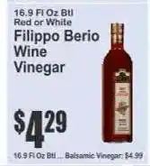 Key Food Filippo Berio Wine Vinegar offer