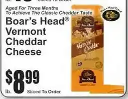 Key Food Boar's Head Vermont Cheddar Cheese offer