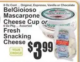 Key Food BelGioioso Mascarpone Cheese Cup or Fresh Snacking Cheese offer