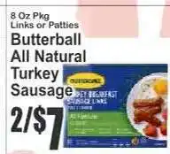 Key Food Butterball All Natural Turkey Sausage offer