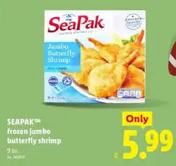 Lidl Seapak frozen jumbo butterfly shrimp offer