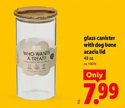 Lidl Wild & Woofy glass canister with dog bone acacia lid offer