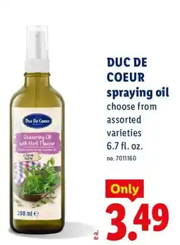 Lidl Duc de coeur spraying oil offer