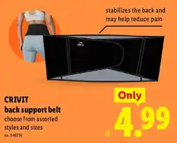 Lidl Crivit back support belt offer