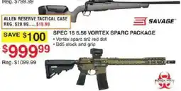 Dunham's Sports Savage spec 15 5.56 vortex sparck package offer