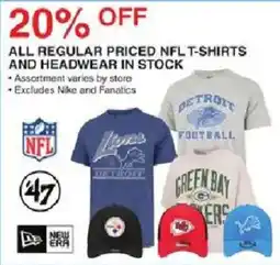 Dunham's Sports 47 all regular priced nfl t-shirts and headwear offer
