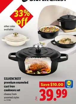 Lidl Silvercrest premium enameled cast iron cookware set offer