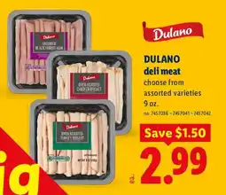 Lidl Dulano deli meat offer