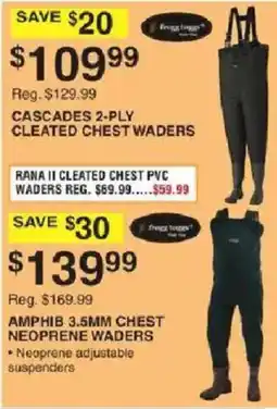 Dunham's Sports Everglades cascades 2-ply cleated chest waders offer