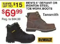 Dunham's Sports DeWalt Men's 6" Defiant Or Ironton Steel Toe Work Boots offer