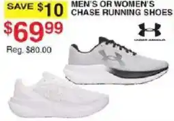 Dunham's Sports Under Armour men's or women's chase running shoes offer