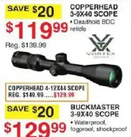 Dunham's Sports Vortex Copperhead 3-9x40 Scope offer