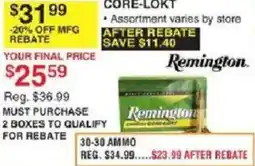 Dunham's Sports Remington core-lokt ammo offer