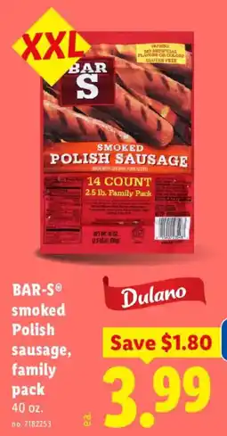 Lidl Bar-s smoked polish sausage offer