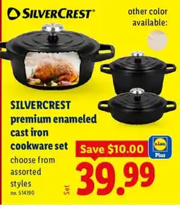 Lidl Silvercrest premium enameled cast iron cookware set offer