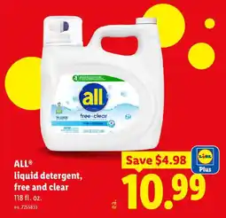 Lidl All liquid detergent, free and clear offer