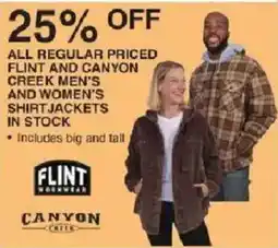 Dunham's Sports Flint and Canyon Creek Men's and Women's Shirtjackets offer