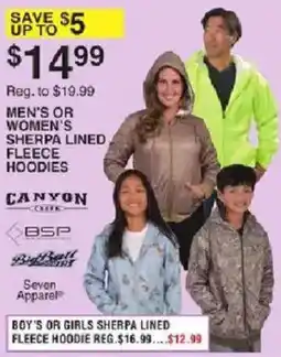 Dunham's Sports Canyon Creek Men's or Women's Sherpa Lined Fleece Hoodies offer