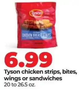 Hy-Vee Tyson chicken strips, bites, wings or sandwiches offer