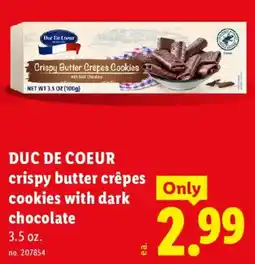 Lidl Duc de coeur crispy butter crêpes cookies with dark chocolate offer