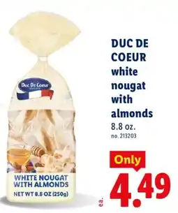 Lidl Duc de coeur white nougat with almonds offer