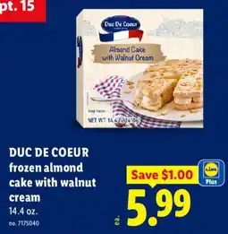 Lidl Duc de coeur frozen almond cake with walnut cream offer