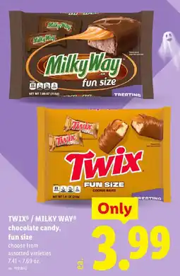 Lidl Twix / Milky Way chocolate candy, fun size offer