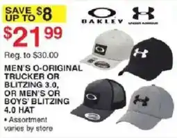 Dunham's Sports Oakley men's o-original trucker or blitzing 3.0 or men's or boys' blitzing 4.0 hat offer