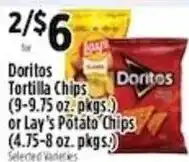 Pioneer Supermarkets Doritos Tortilla Chips or Lay's Potato Chips offer